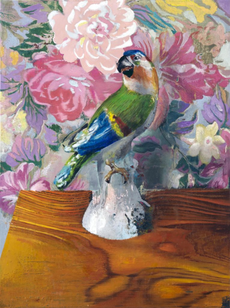 Blue Parrot Mothers bliss 80 x 60 oil on canvas aldini